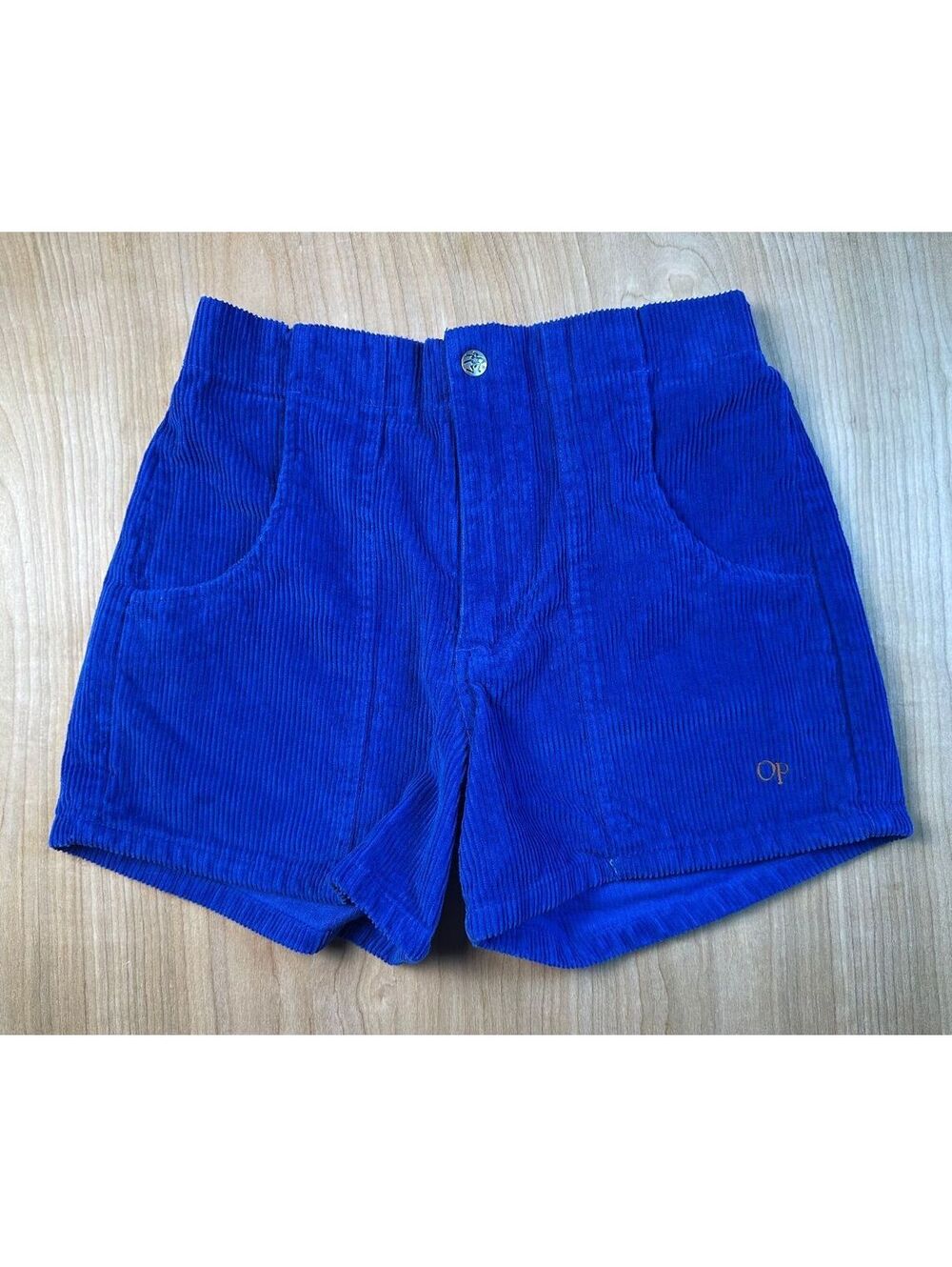 Vintage 80s Op Corduroy Shorts 30 cobalt blue wale 4" inseam rare 100% cotton